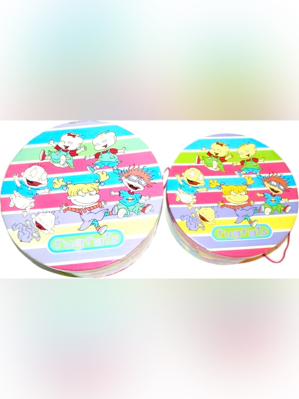 Vintage Rugrats Cartoon Design Round Nesting Hat Box Box Set 1990s Retired Set